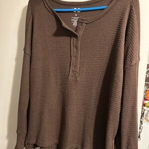 SO Brown Waffle Knit Long Sleeve Top